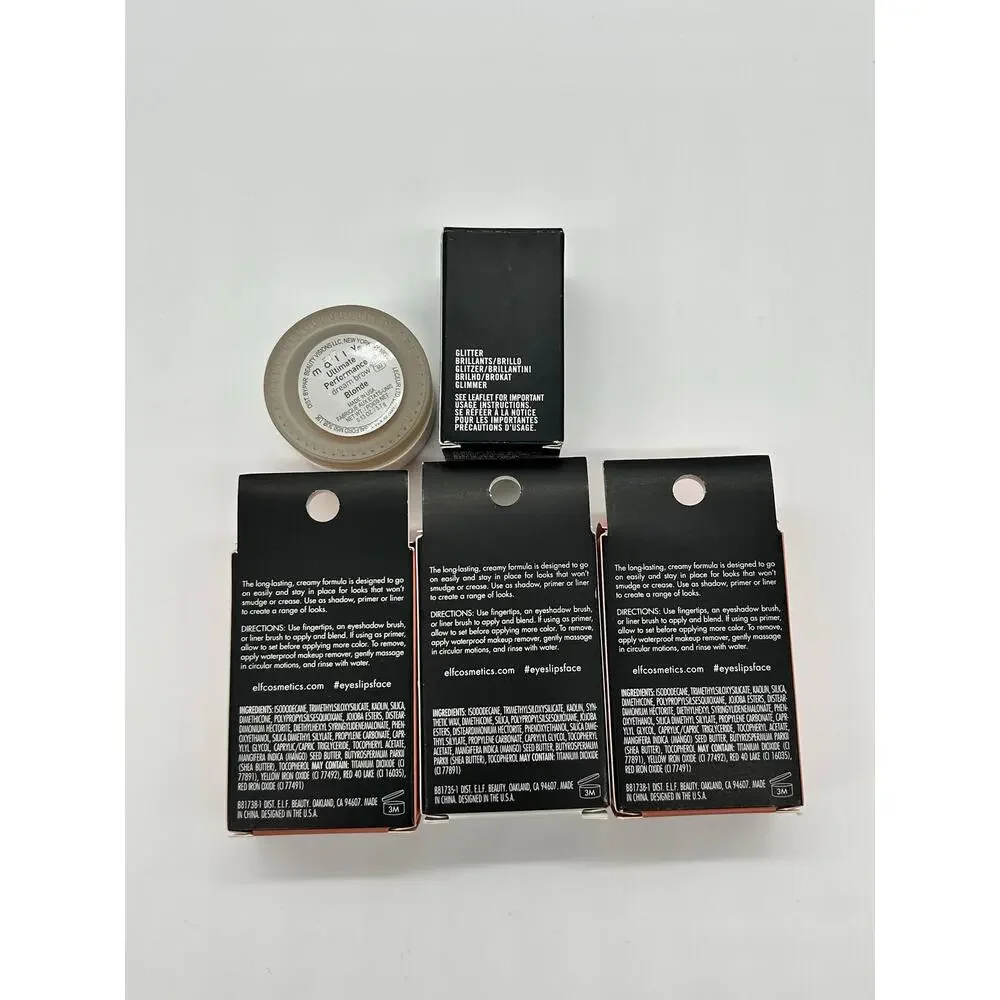 E.l.f No Budge Cream Eyeshadow Mally Dream Brow MAC Glitter Brillants NIB